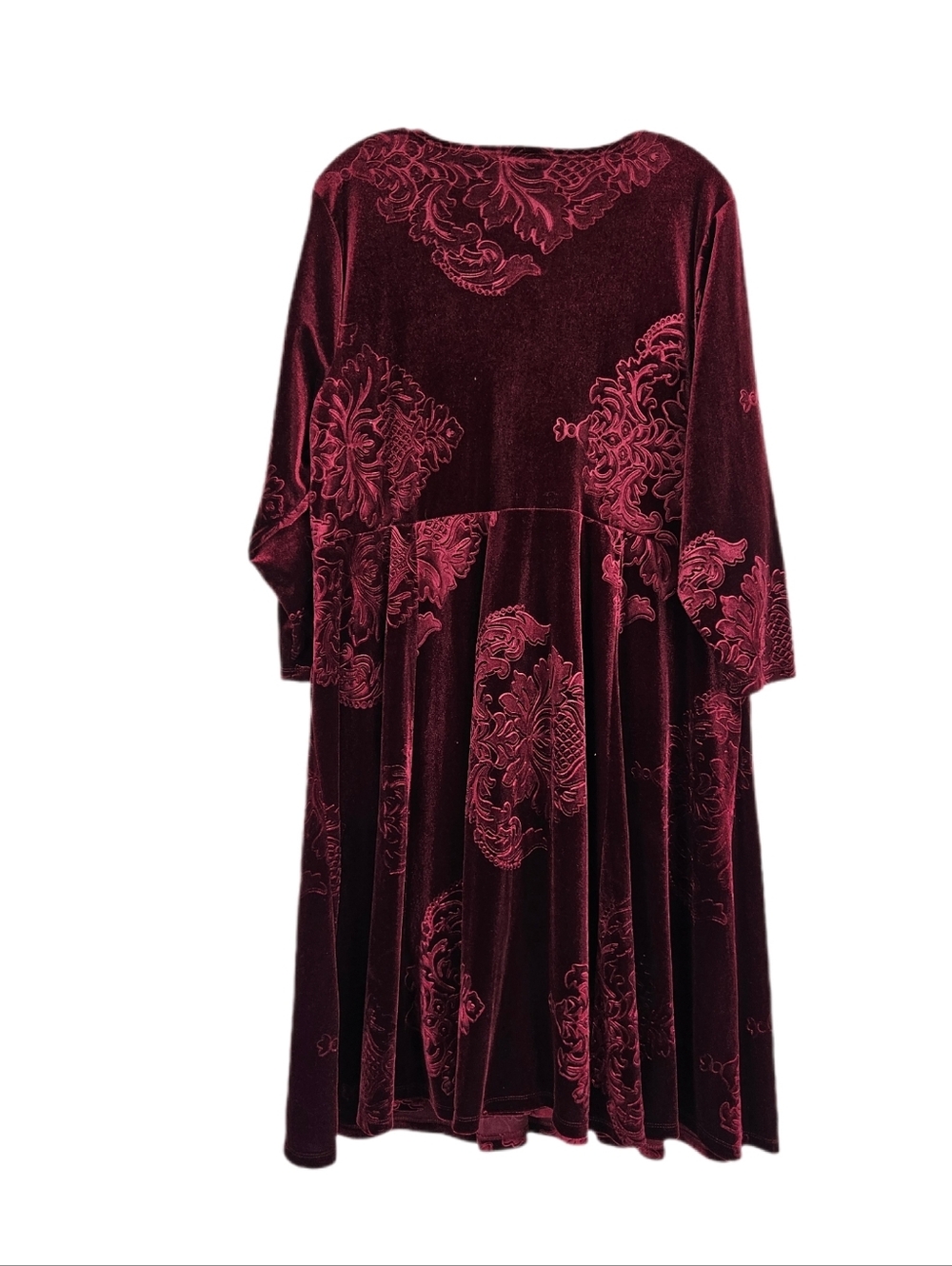 Torrid Faux Wrap Dress Velvet Burgundy Surplice 3/4 Sleeve Dark Romance Womens 3 - Picture 2 of 8